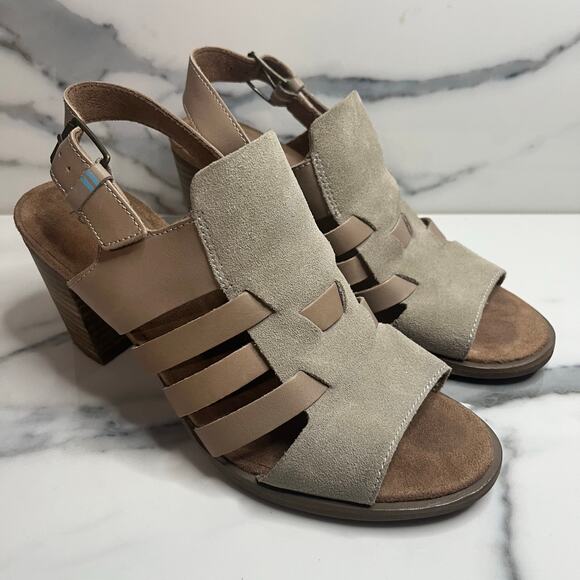 TOMS | Minimalist Women's Beige Casual Block Heel Majorca Woven Sandals Sz 7.5 - Picture 1 of 7